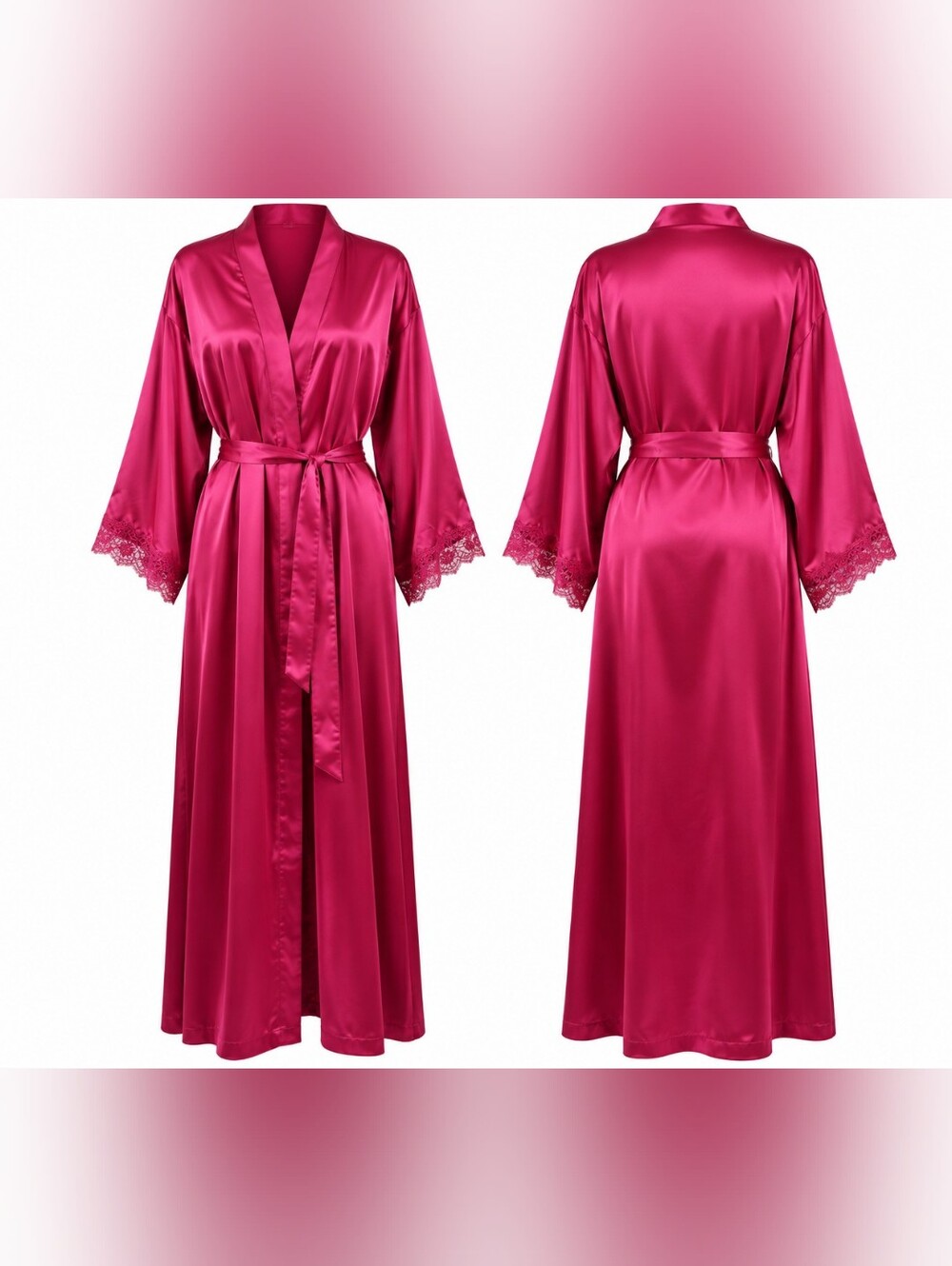 INC Intimates Berry Ice Satin Lace Trim Long Robe Large NWT Boudoir Bridal